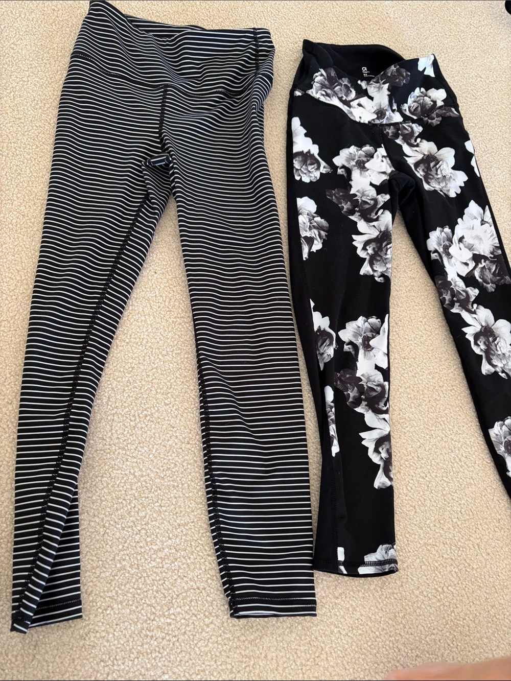 Gap Black & White Striped and Floral Leggings Duo
